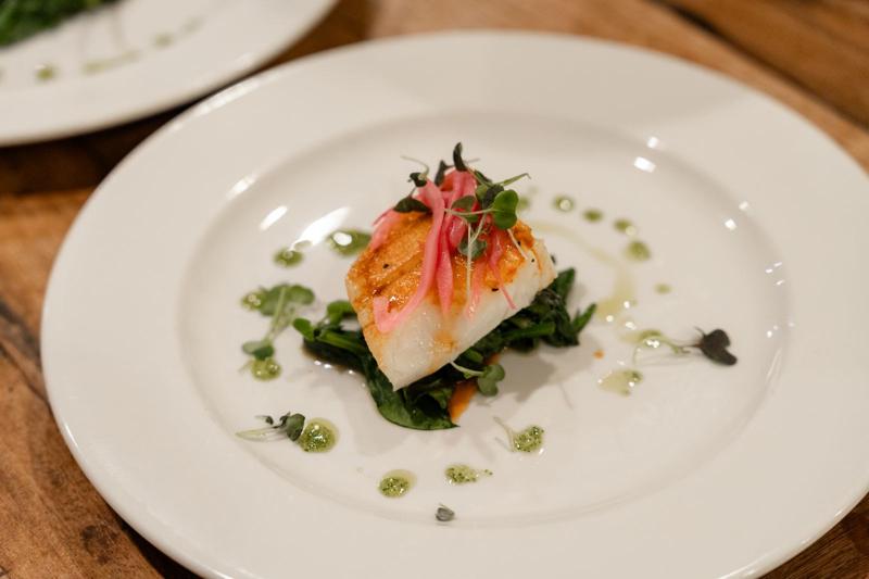Seared fish with herbs